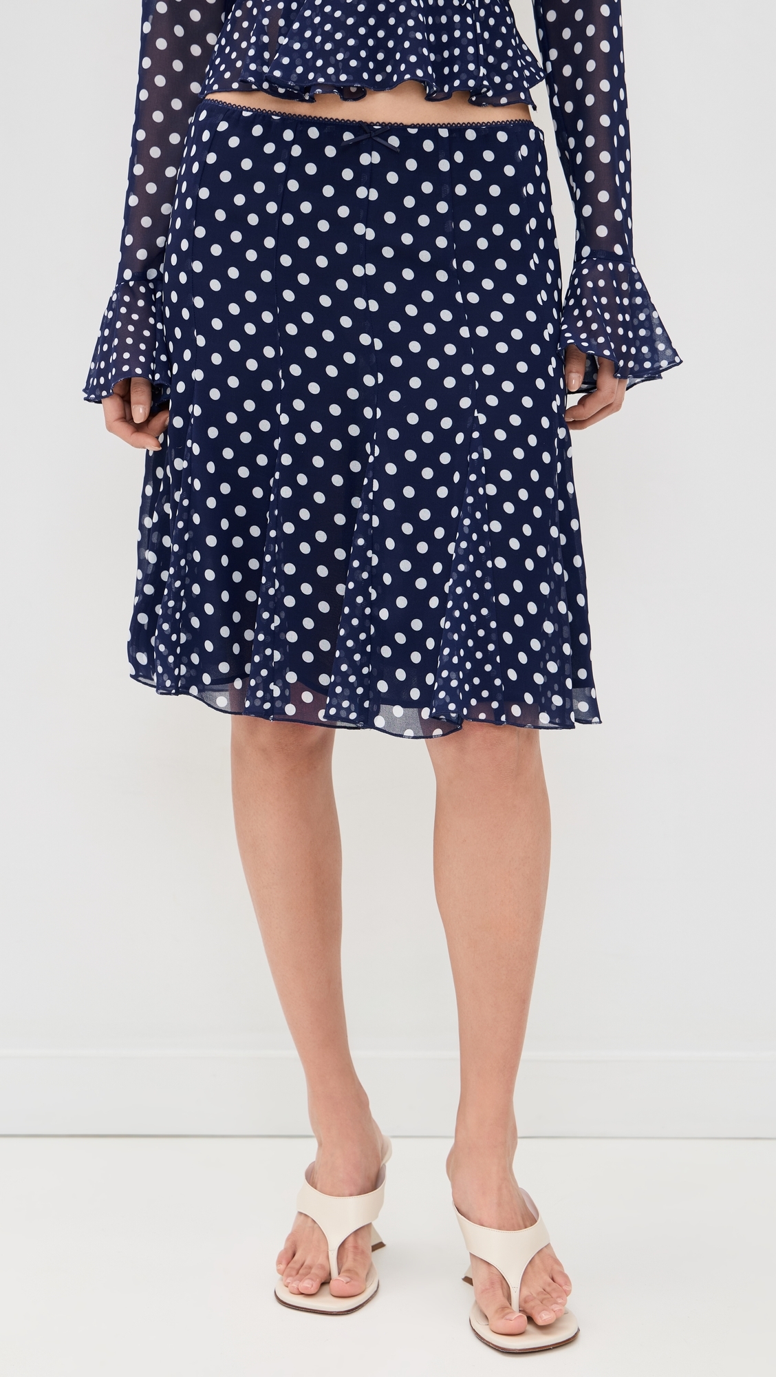 Mixed Godet Paloma Skirt Navy Dot
