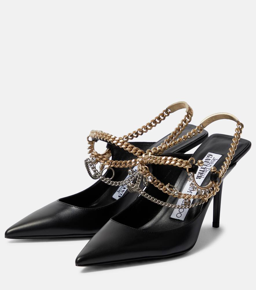 Jimmy Choo x Jean Paul Gaultier embellished leather slingback pumps