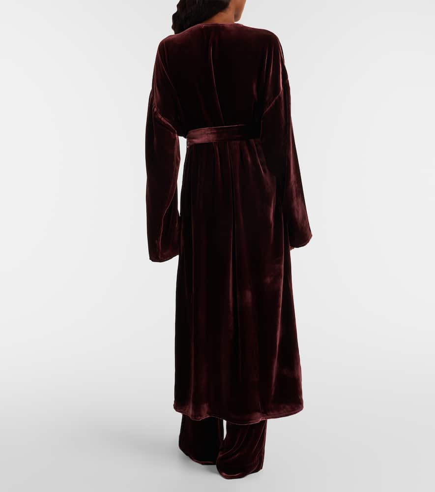 Belted velvet midi dress