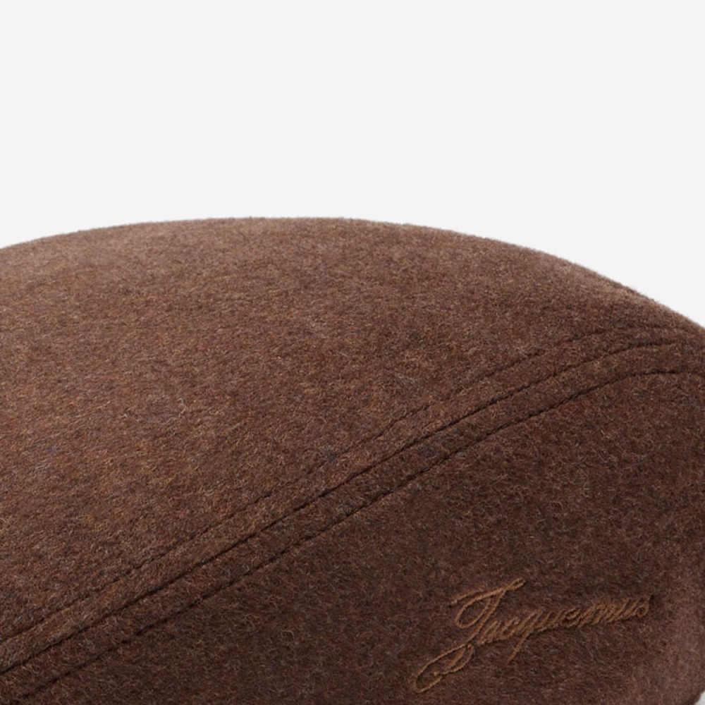 Dark Brown Embroidered Flat Beret Hat