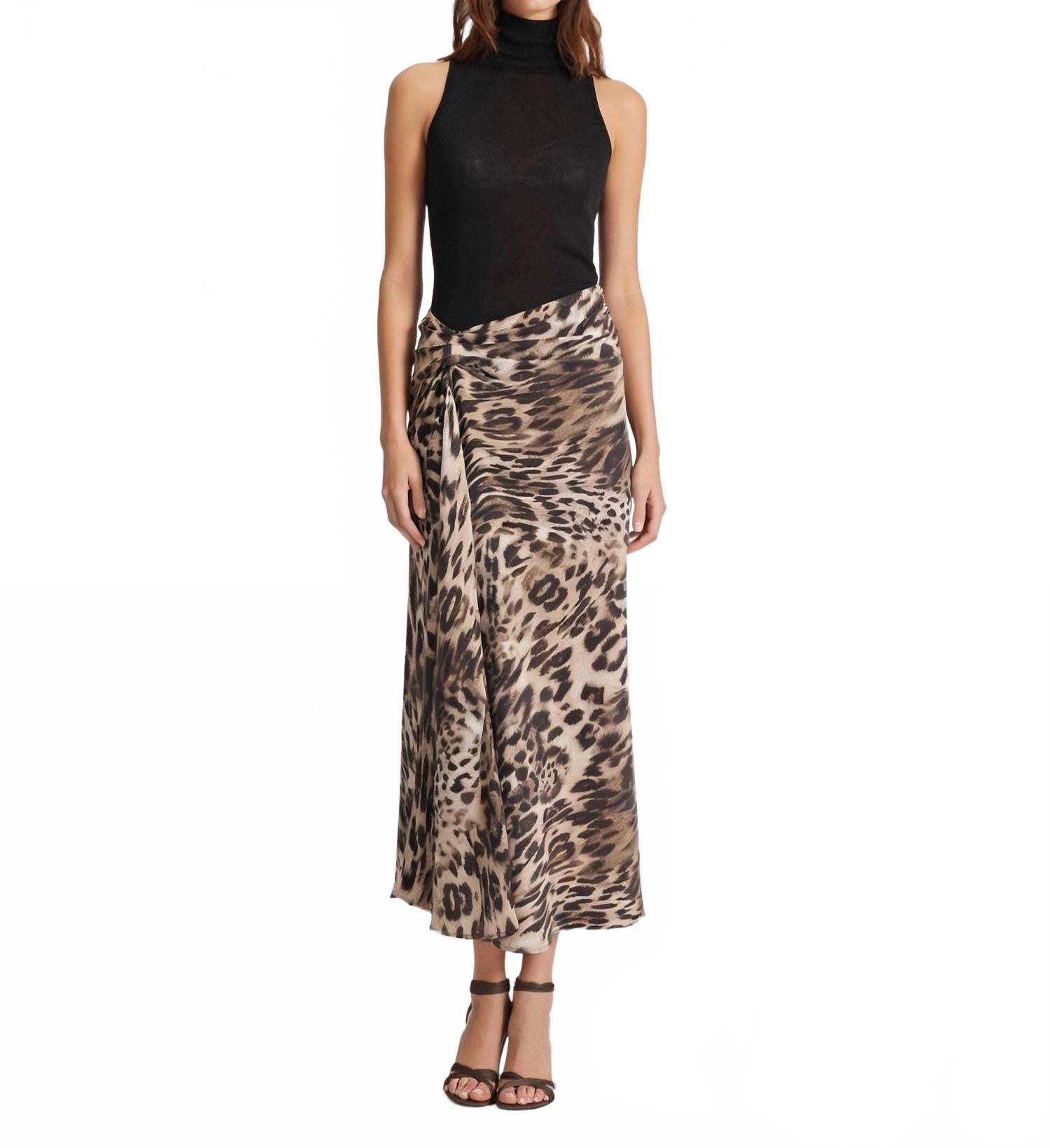 Danae Ruched Skirt In Leopard