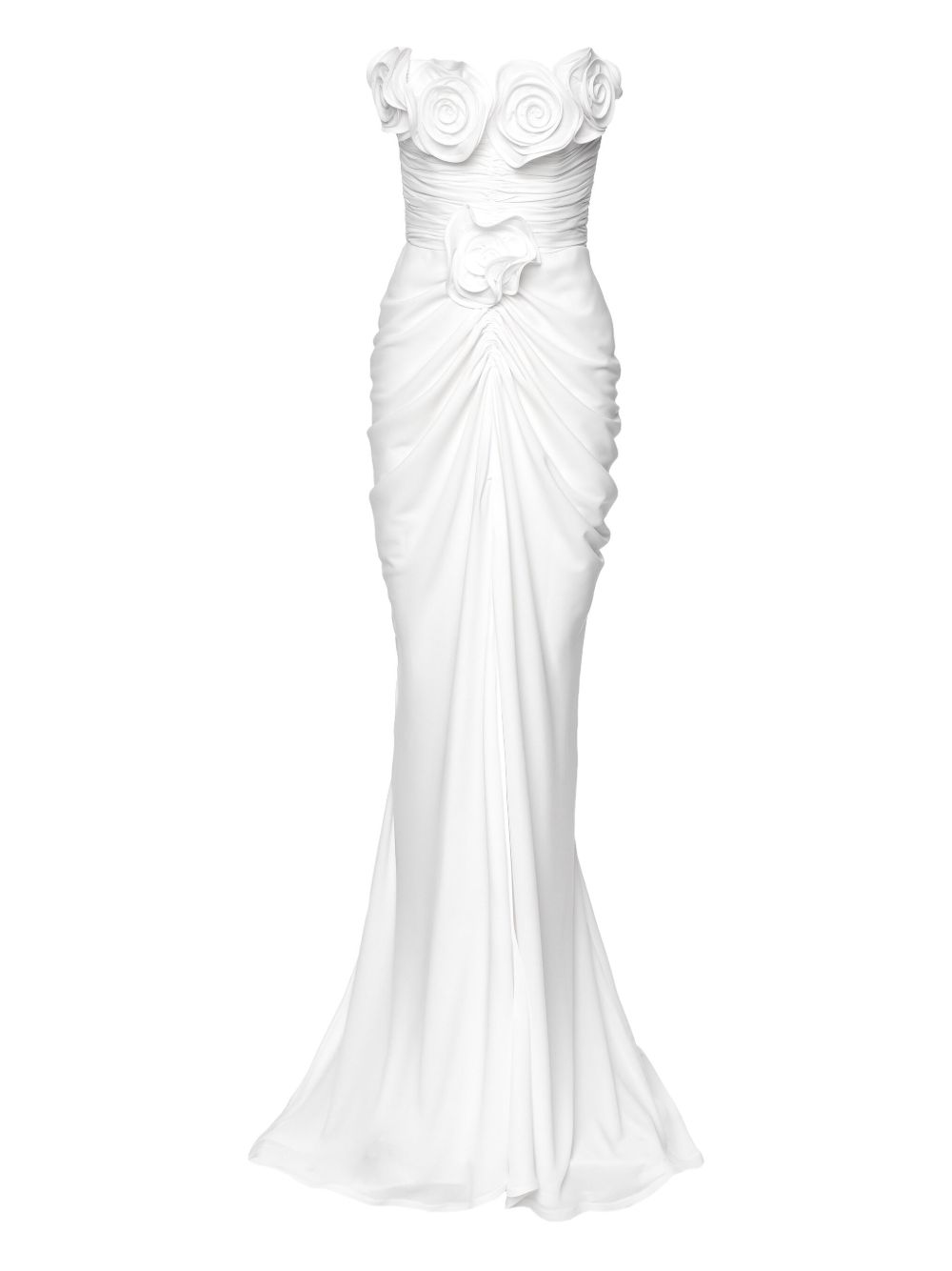 Ana Radu strapless floral-detail gown - White