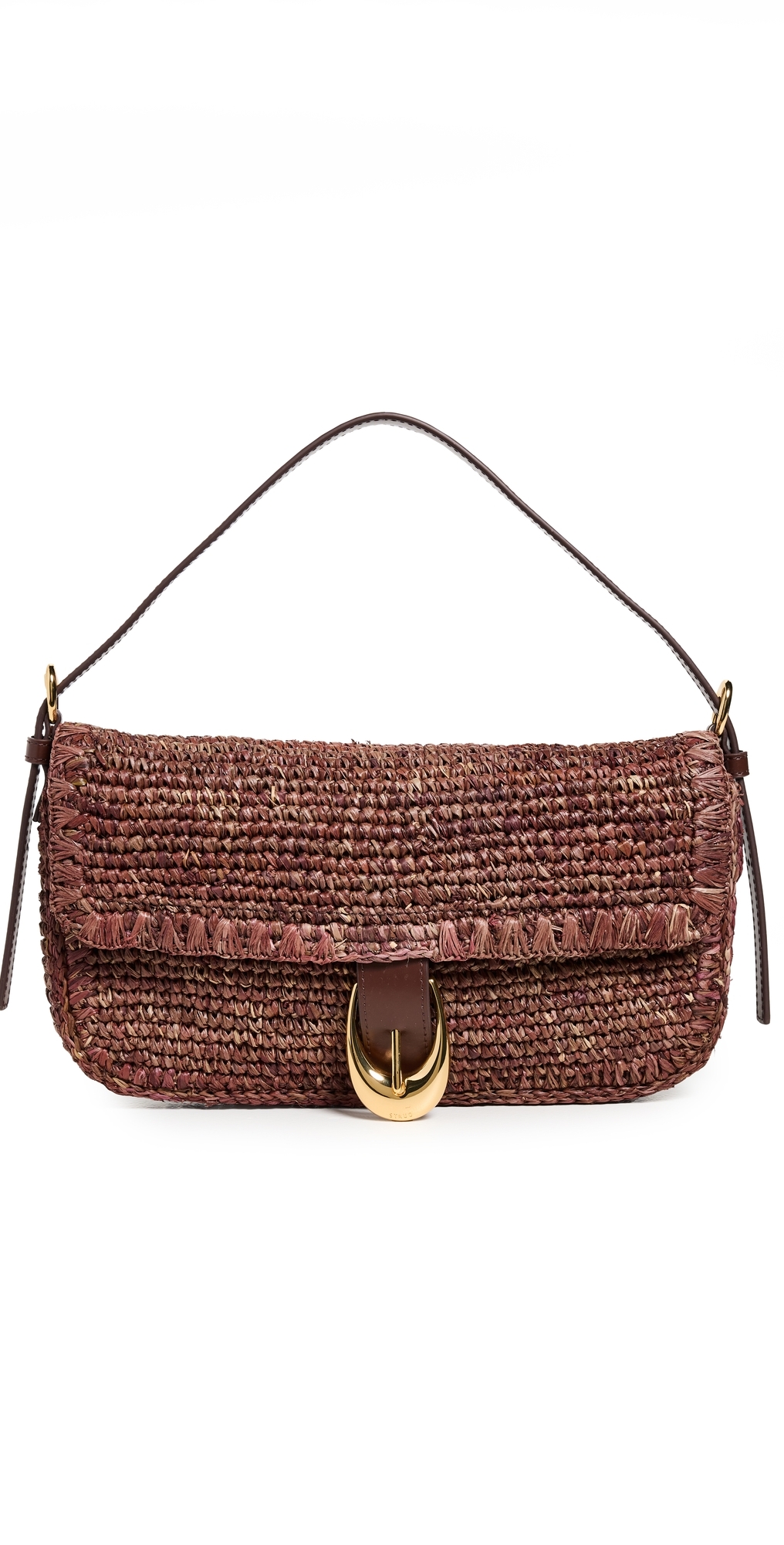 Harlow Raffia Shoulder Bag Mahogany One Size