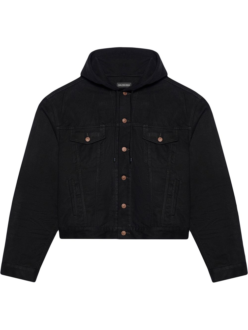 Hooded shirt jacket - Black