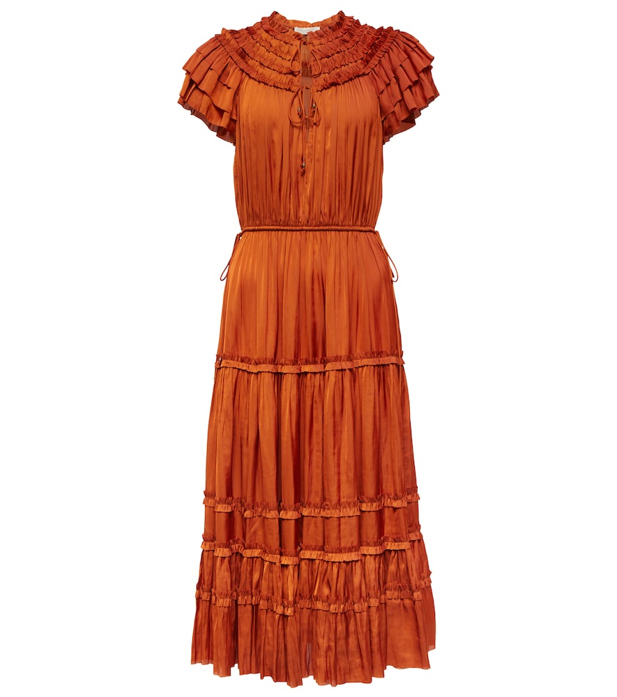 Ulla Johnson Isadora pleated satin midi dress