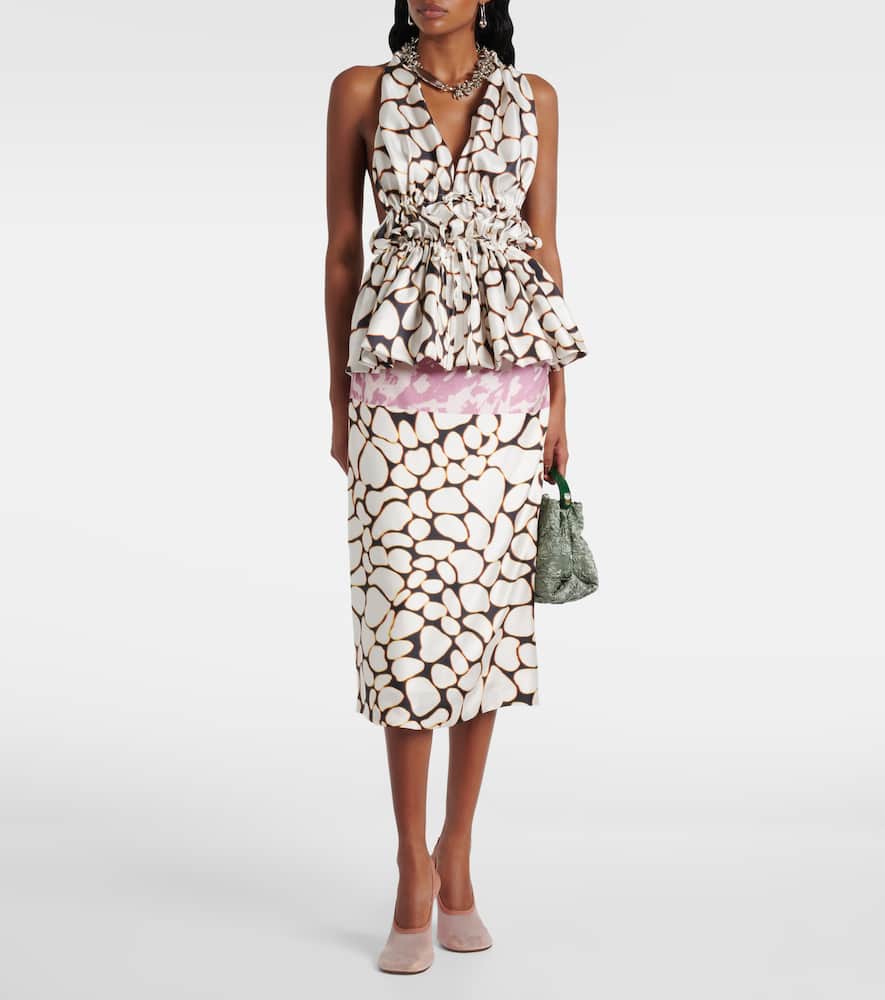Dries Van Noten Printed halterneck silk twill top