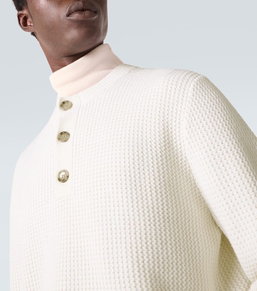 Waffle-knit wool and cashmere sweater