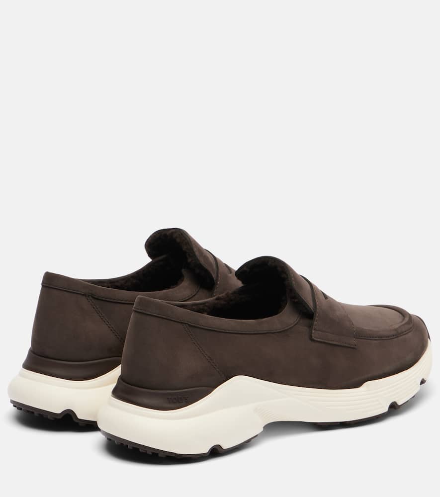 Shearling-lined leather slip-on shoes