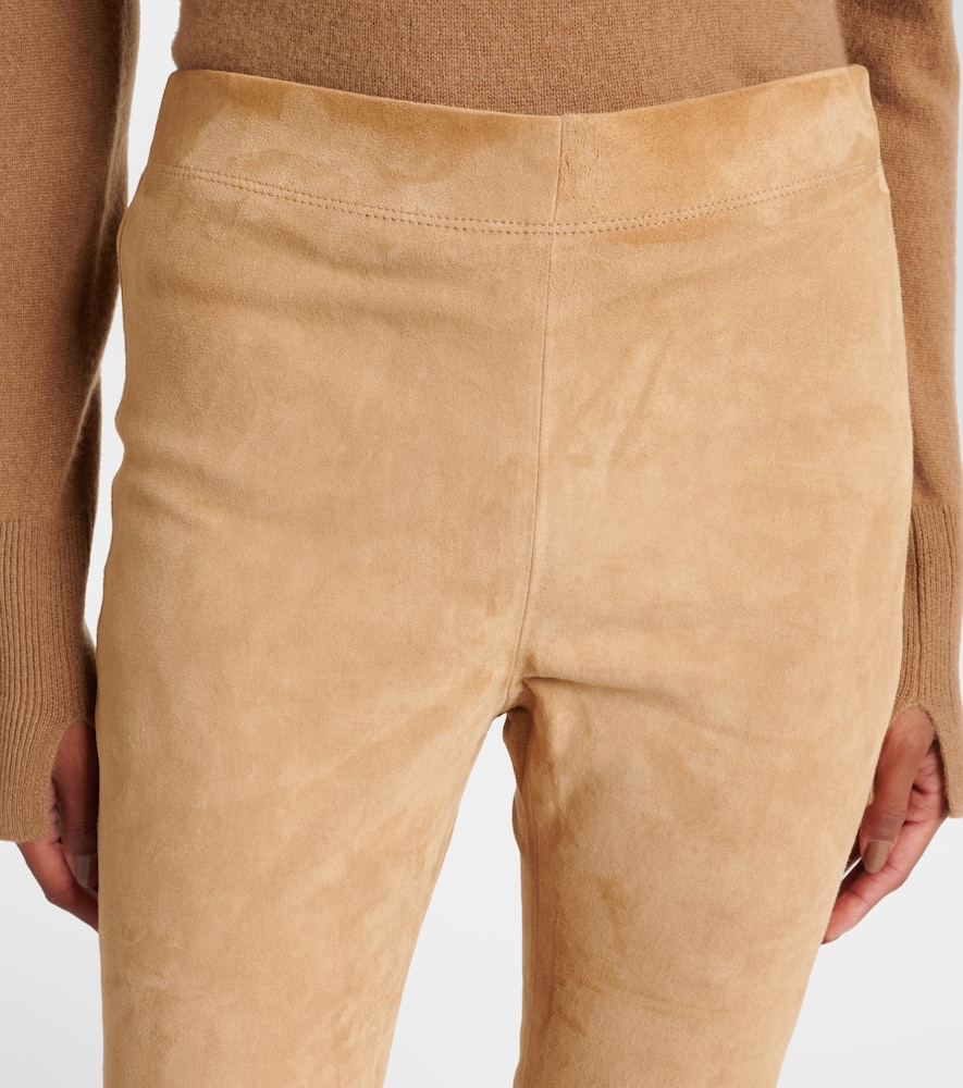 Mid-rise suede leggings
