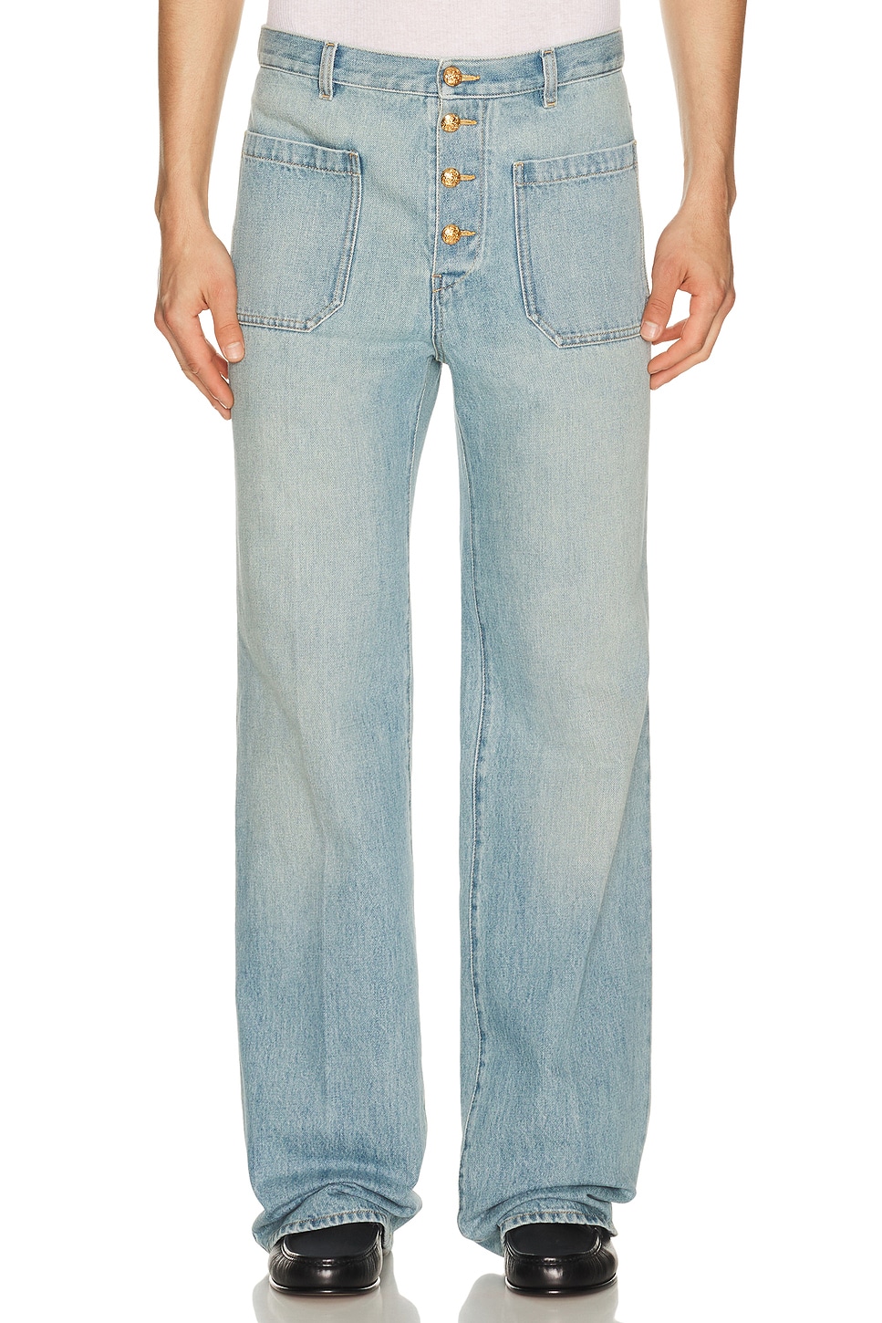 Valentino Pantalone Denim Jean in Lav Dirty Blu Chiaro in Denim Lav & Dirty Blu Chiaro - Blue. 29 also