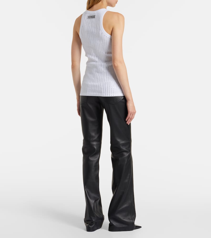Embellished cotton jersey tank top