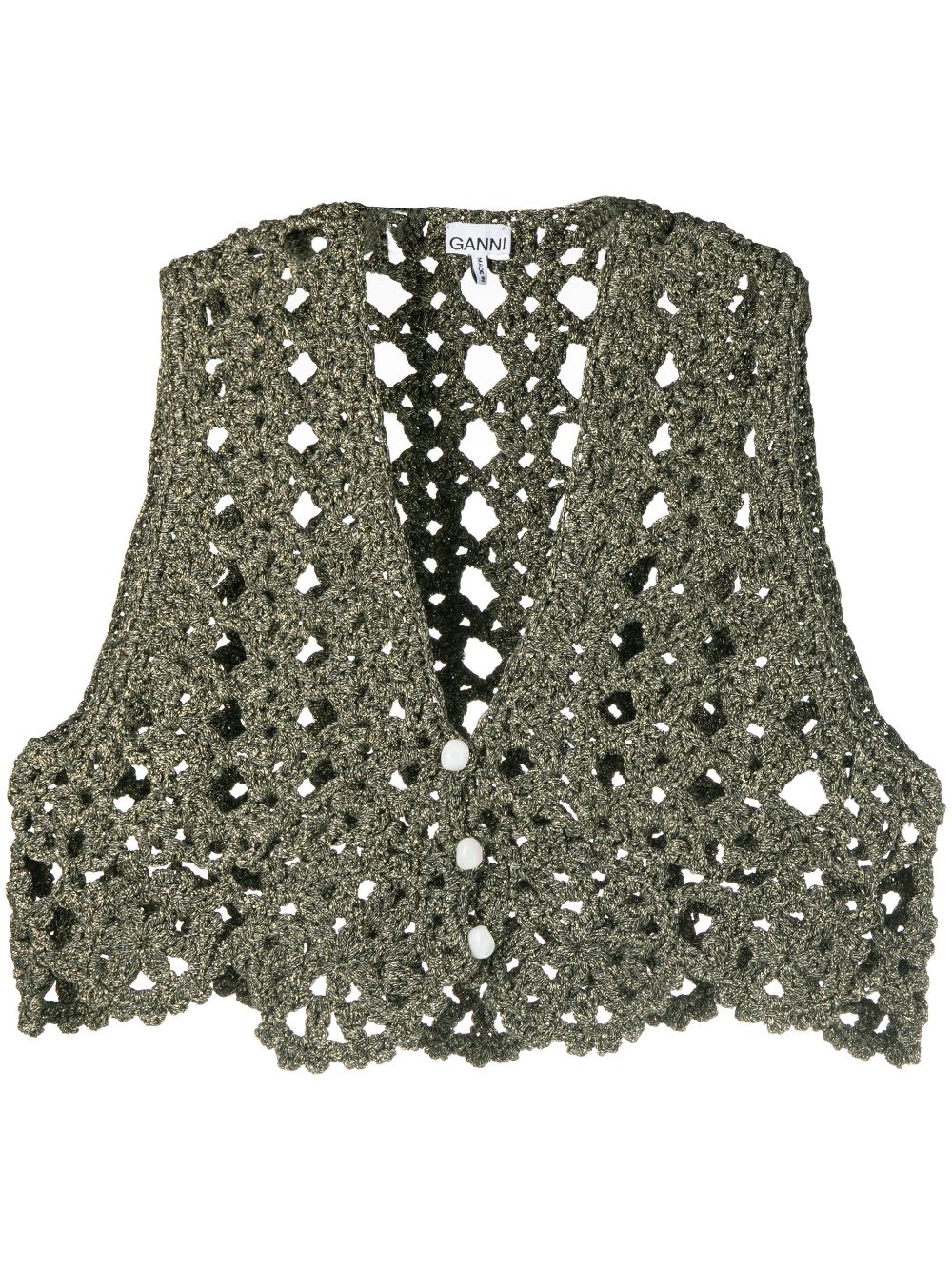 Crochet-knit crop top - Black