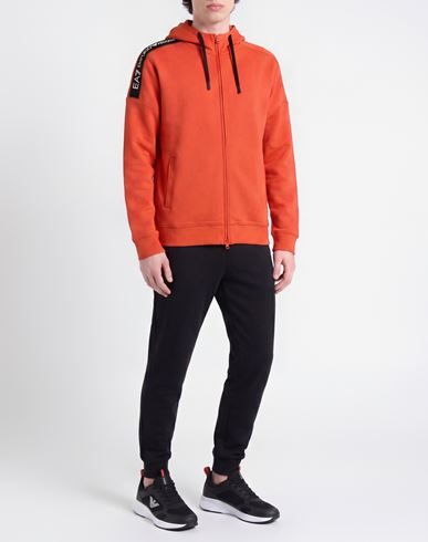 Man Sweatshirt Orange Size 3XL Cotton, Elastane