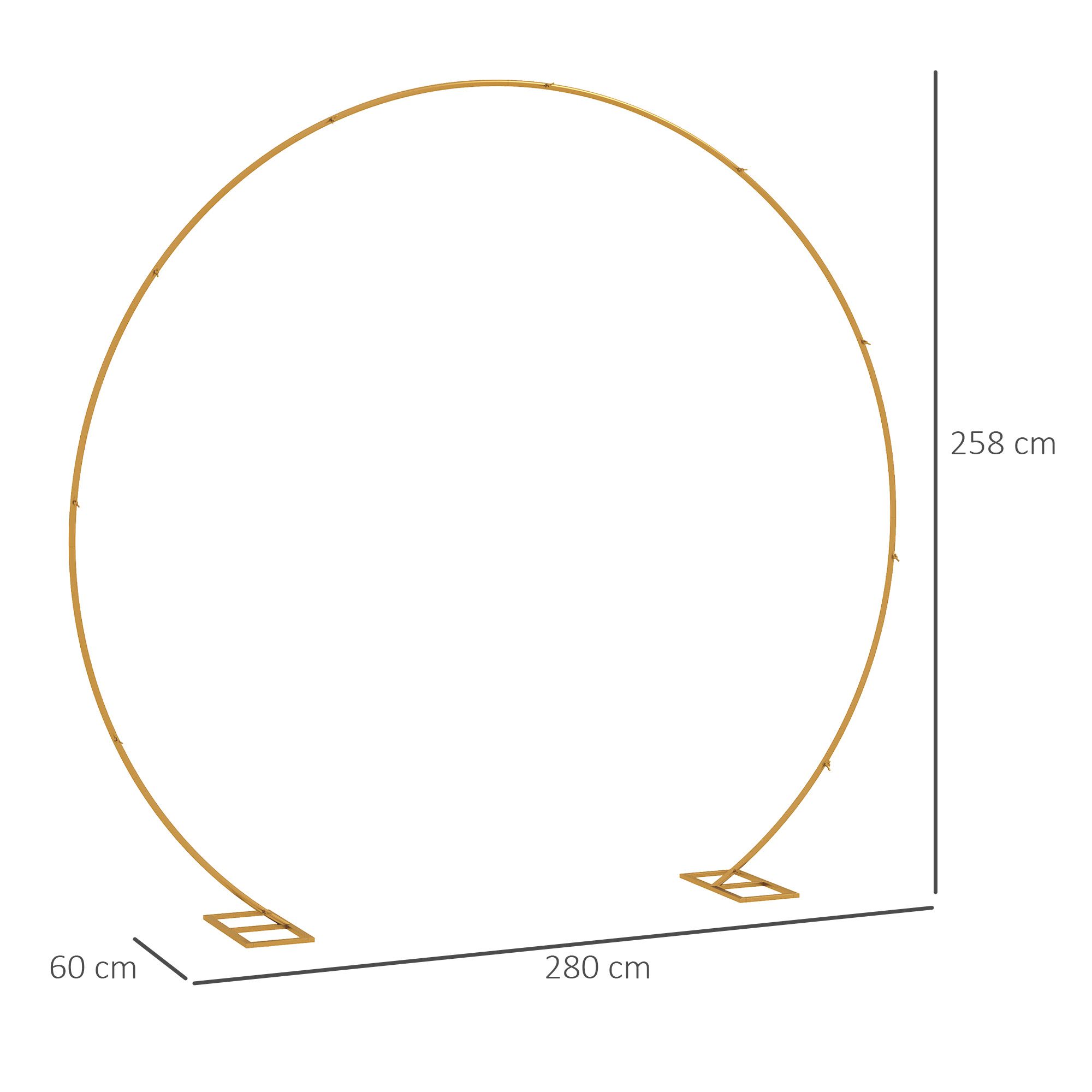 Outsunny 280Cm Gold Tone Wedding Arch Round Backdrop Stand For Birthday Party