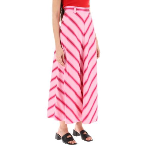 Stripe-print A-line shaped skirt - Pink