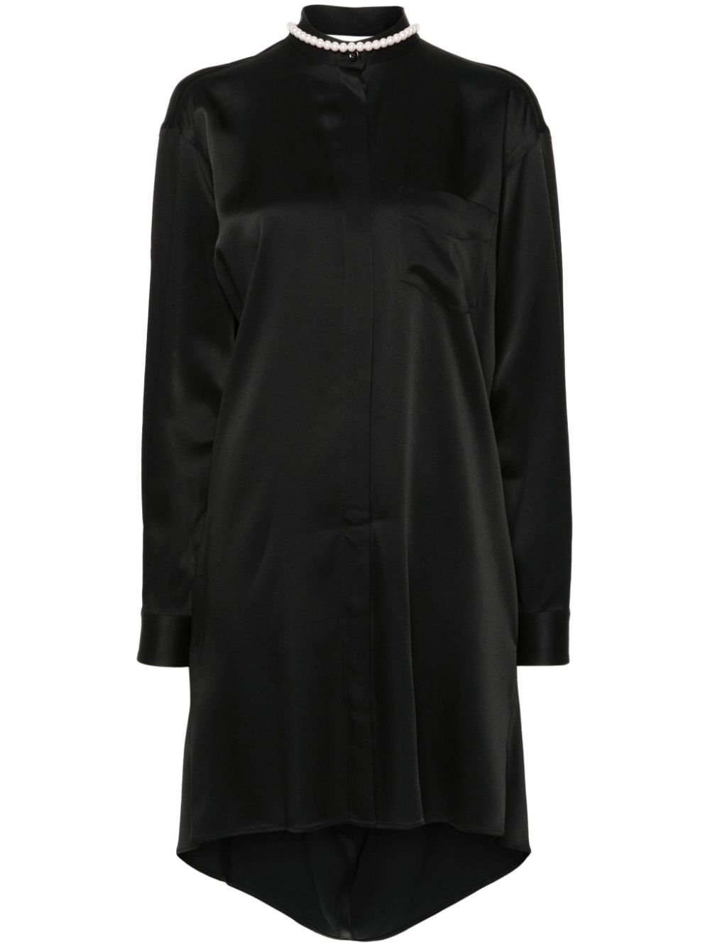 Faux-pearl shirt dress - Black