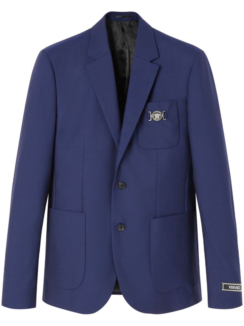Medusa Head single-breasted wool blazer - Blue