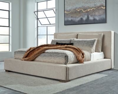Langford Queen Upholstered Bed, Light Grayish Brown