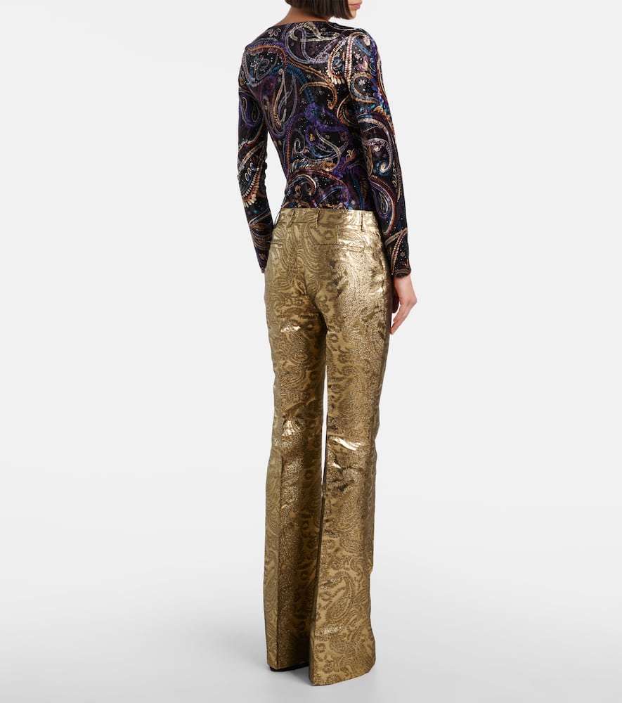 Paisley brocade flared pants