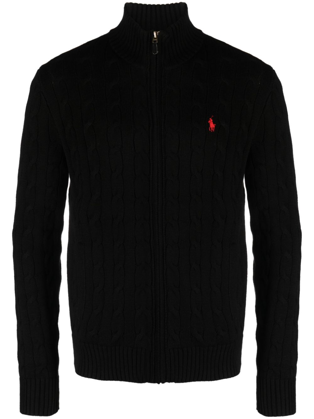Polo Pony-motif cable-knit cardigan - Grey