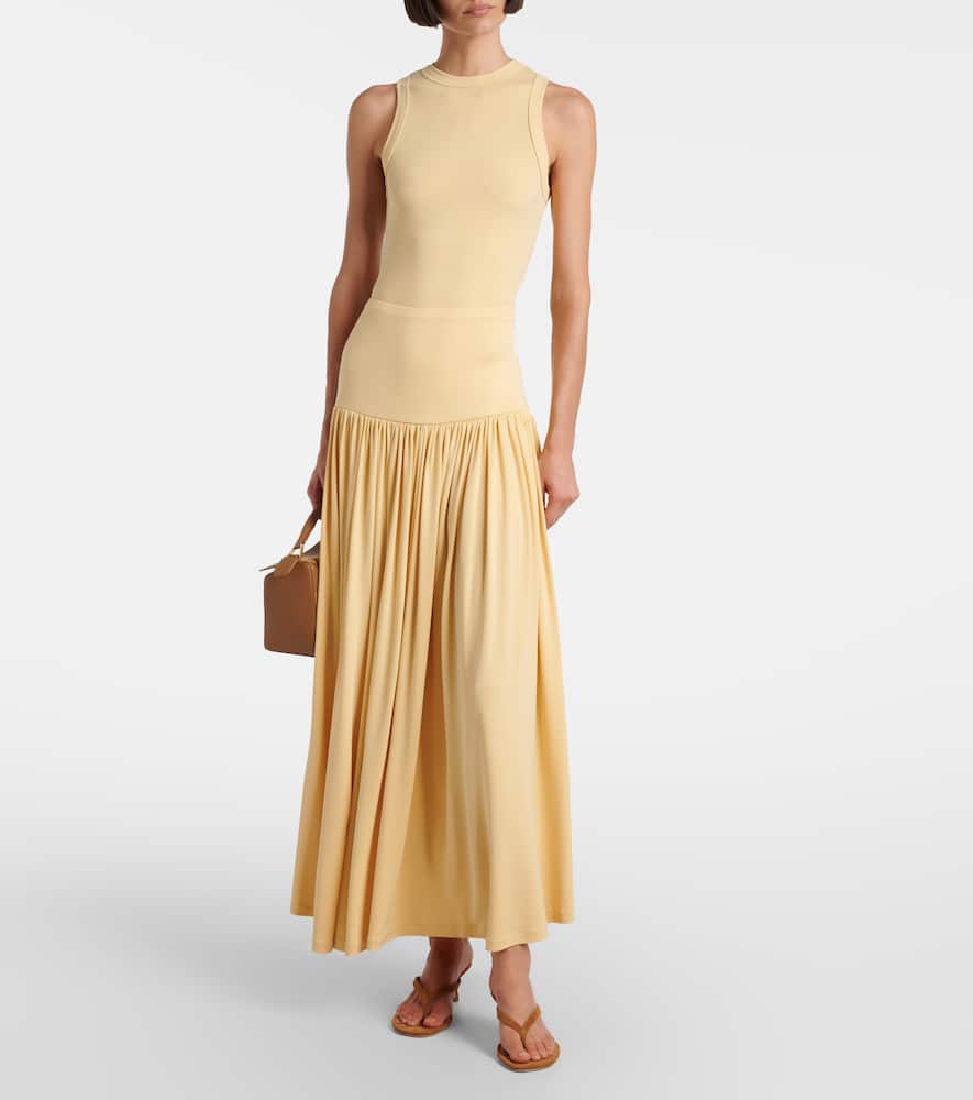 Gathered jersey maxi skirt