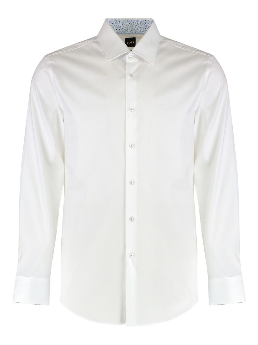 Patterned-collar cotton shirt - White