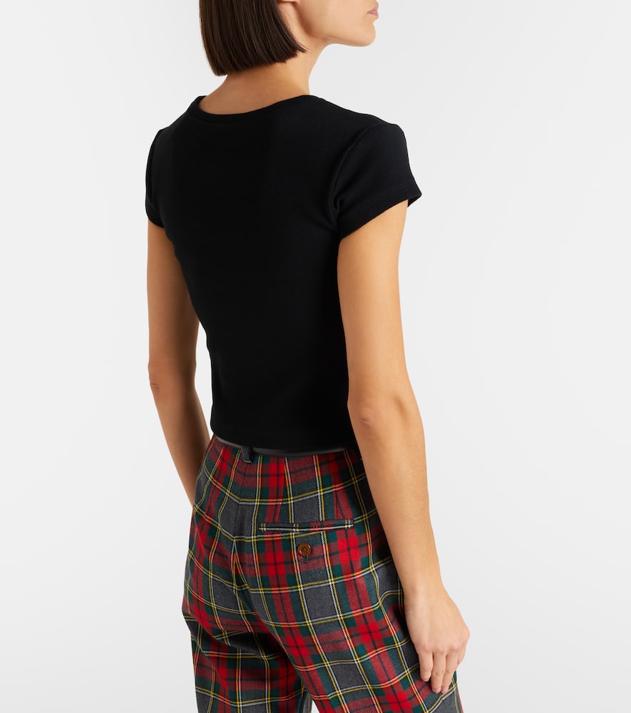 Peru cropped cotton-blend jersey T-shirt
