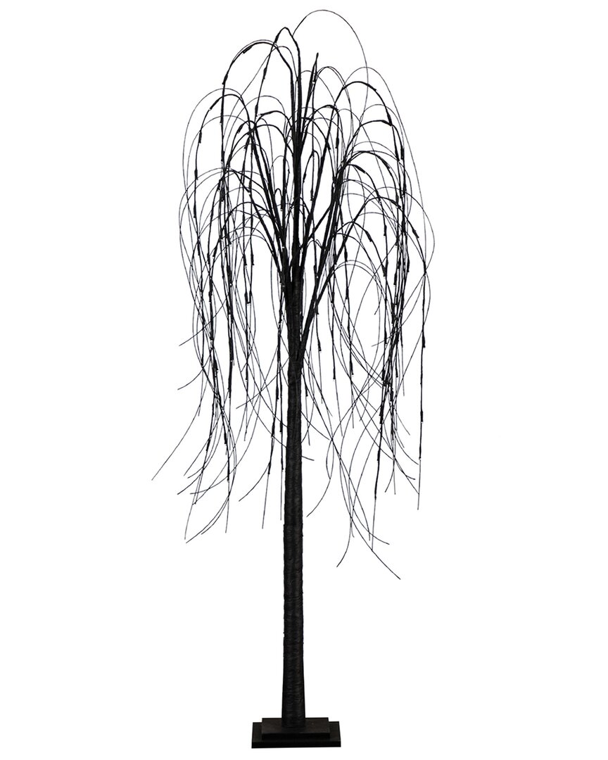 6ft Pre-Lit Halloween Black Willow Artificial Fall Tree With  160 Orange & Purple LED Lights