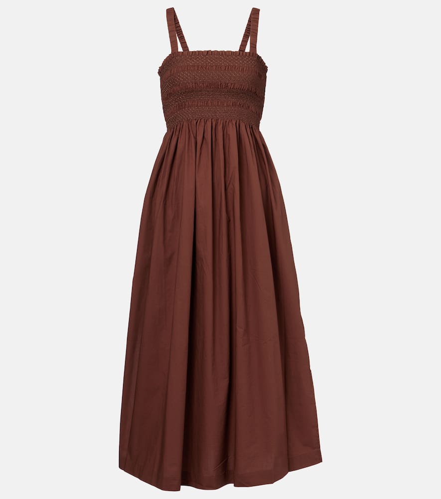 Grasse shirred cotton poplin midi dress