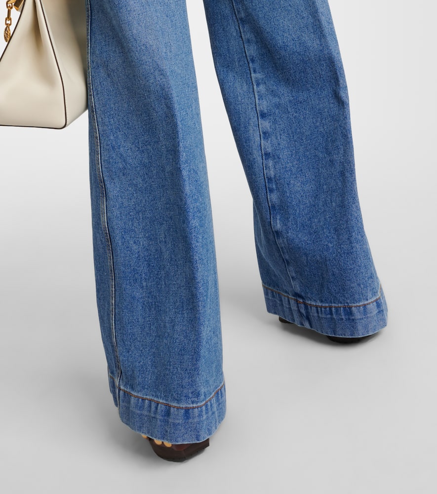 Mid-rise flared jeans