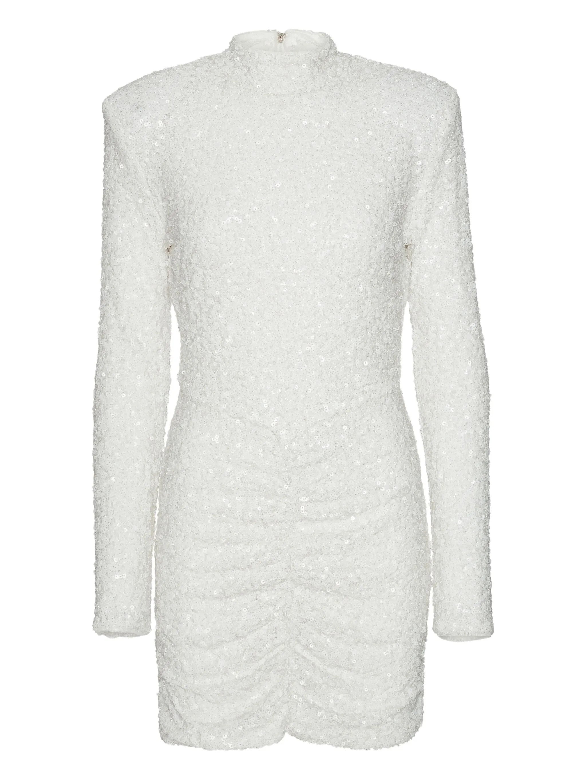 High-Neck Fitted Mini Dress with Back Zip