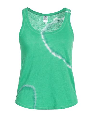 Woman Tank top Green Size 2 Linen, Elastane