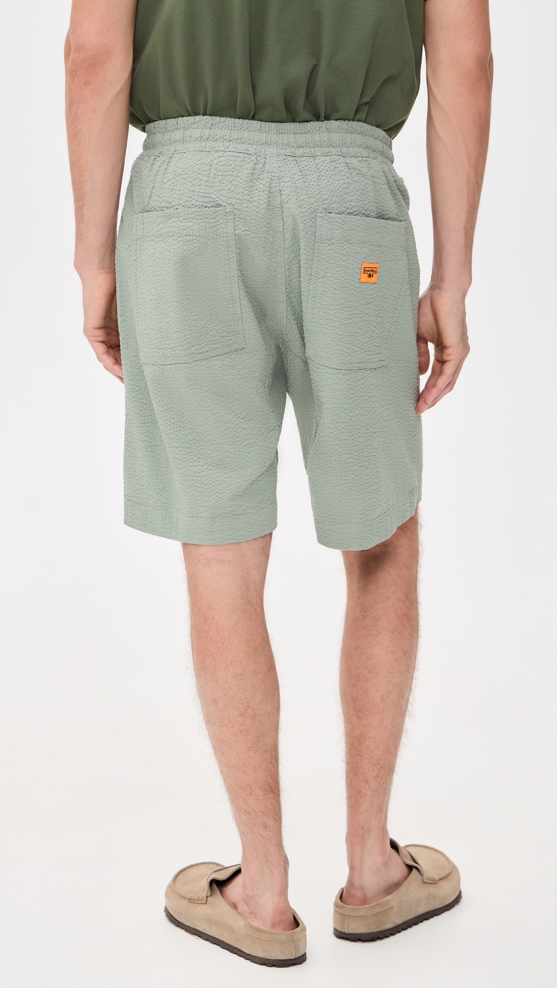 Seersucker Chef Shorts Sage