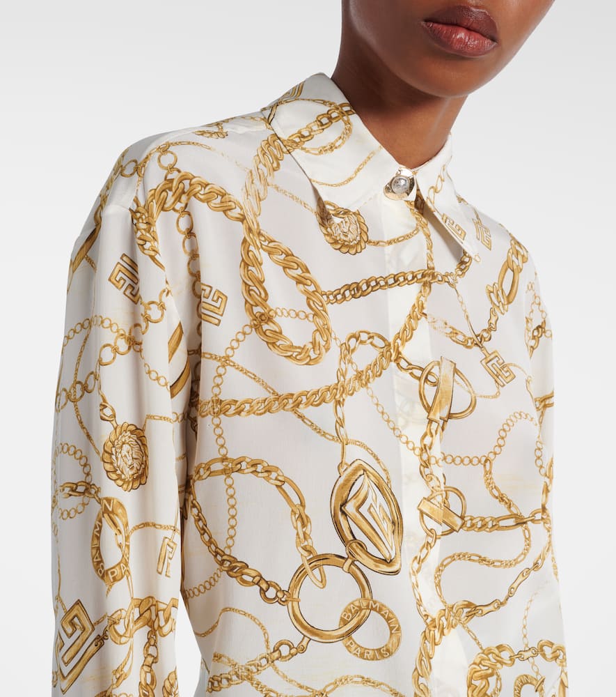 Logo printed silk shirt