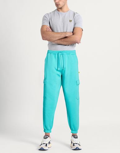 Man Pants Turquoise Size XL Polyester, Cotton