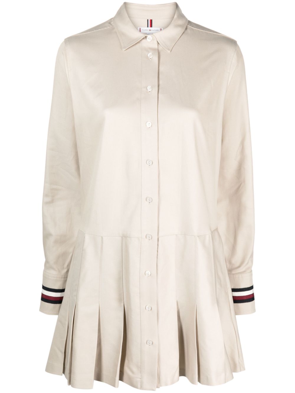 Logo-plaque pleated dress - Neutrals