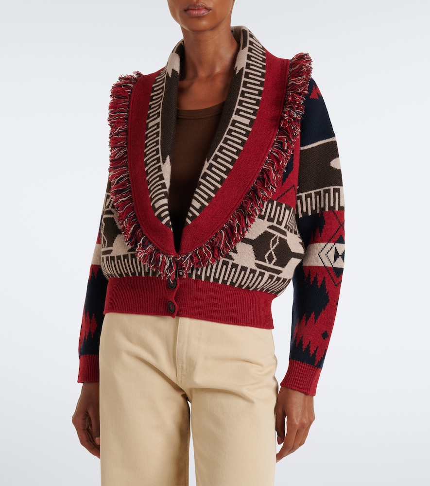 Icon Jacquard wool and cashmere cardigan