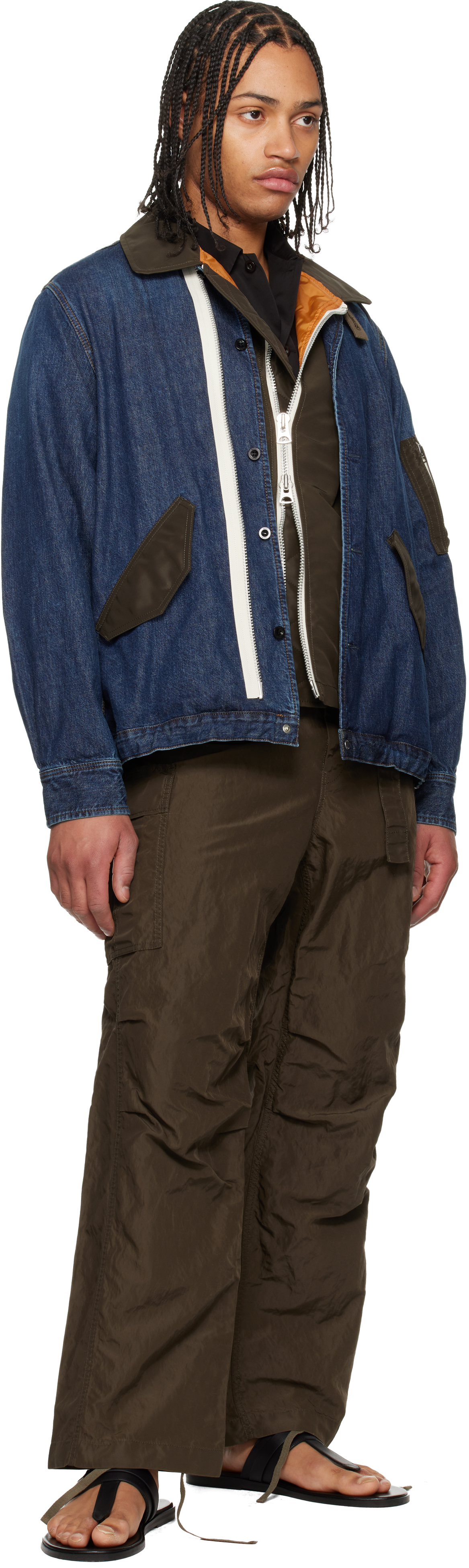 Blue Denim x Nylon Twill Blouson Denim Jacket