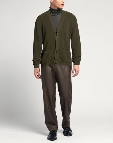 Man Cardigan Military green Size 40 Cotton, Acrylic