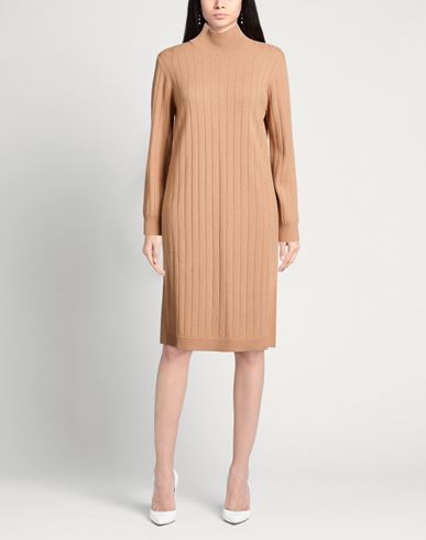 Woman Midi dress Sand Size 6 Wool, Cashmere