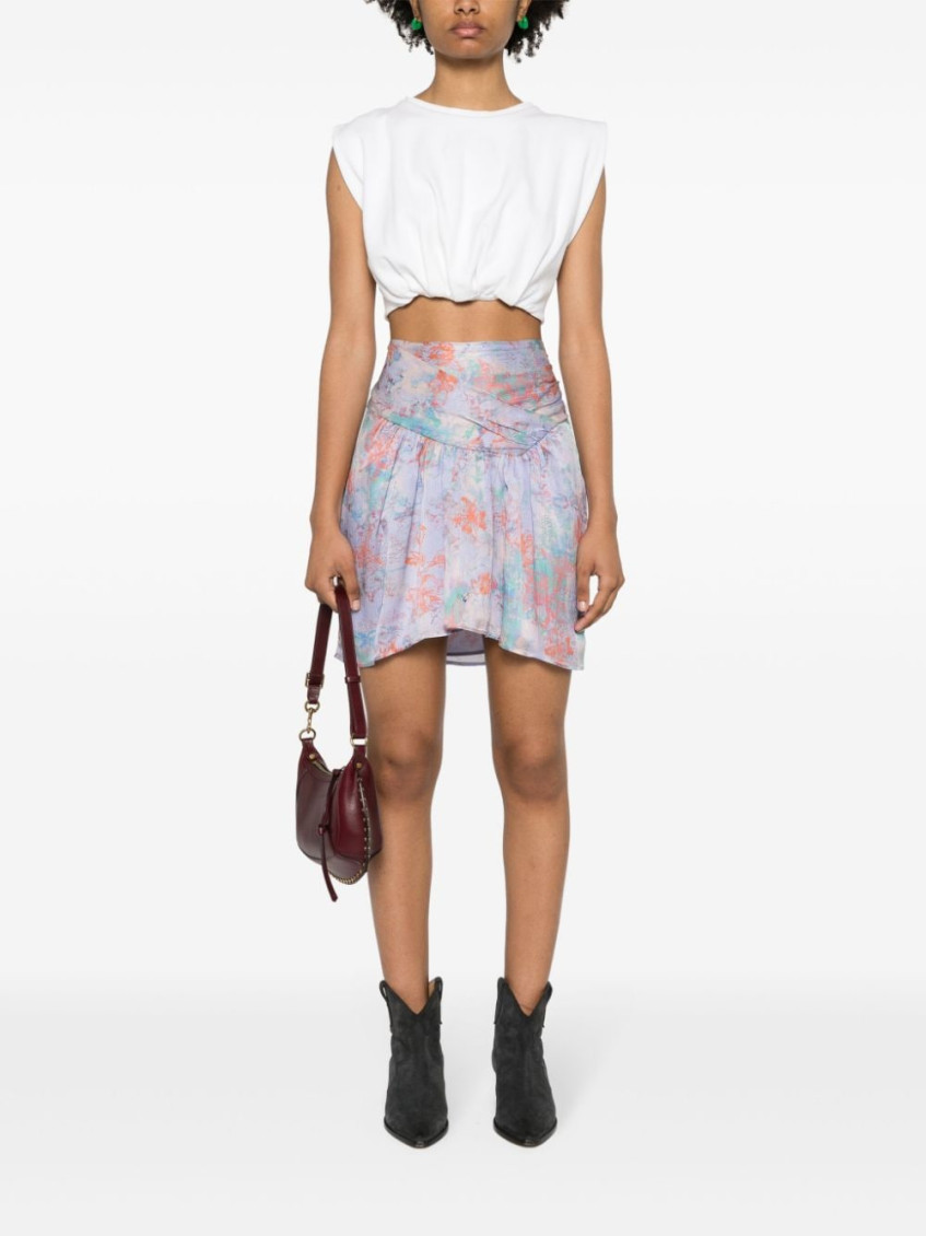 - Floral Print Silk Mini Skirt