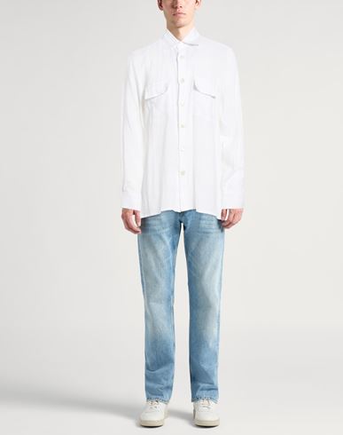 Man Shirt White Size L Linen