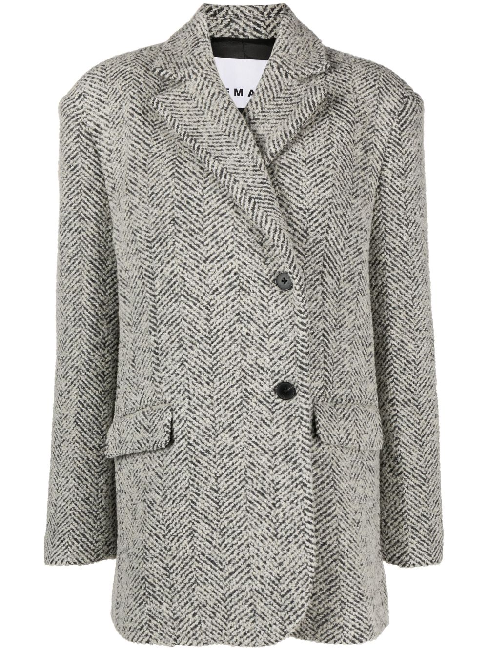 Herringbone wool-blend blazer - Black