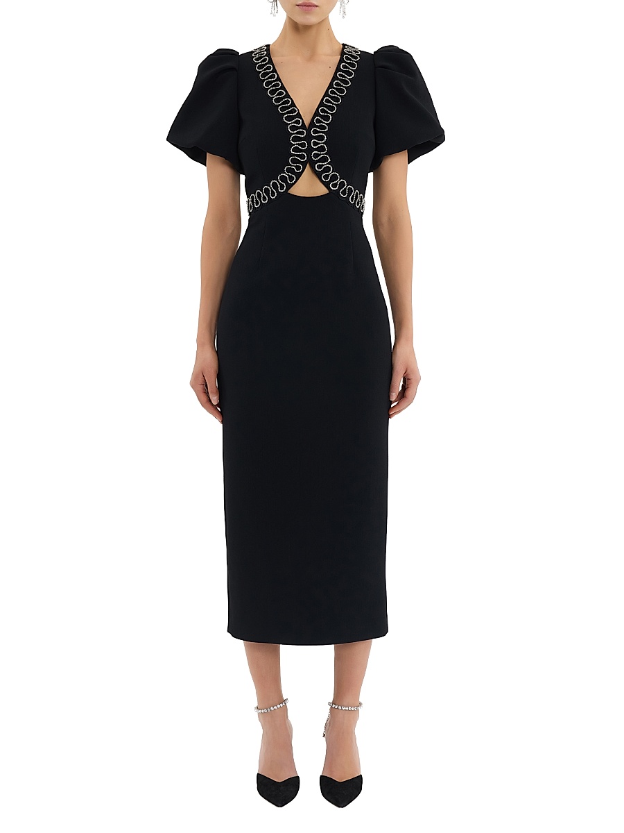 Women's Nyx Puff-Sleeve Midi-Dress - Black