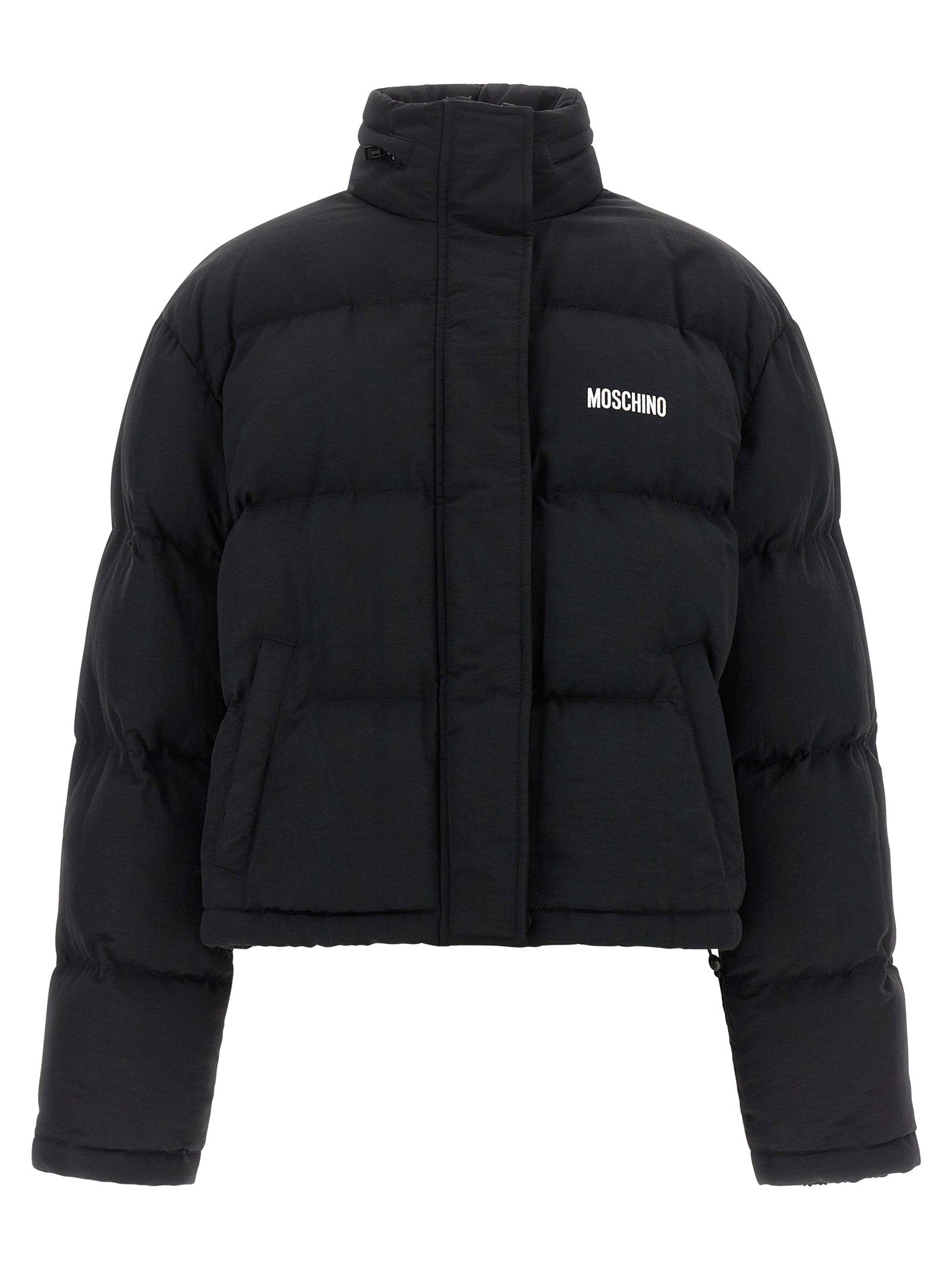 Logo-Print Quilted Puffer Jacket — Black