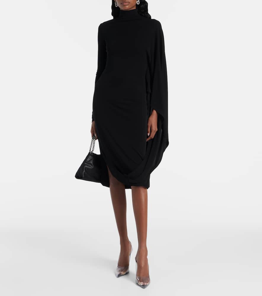 Draped high-neck midi dress