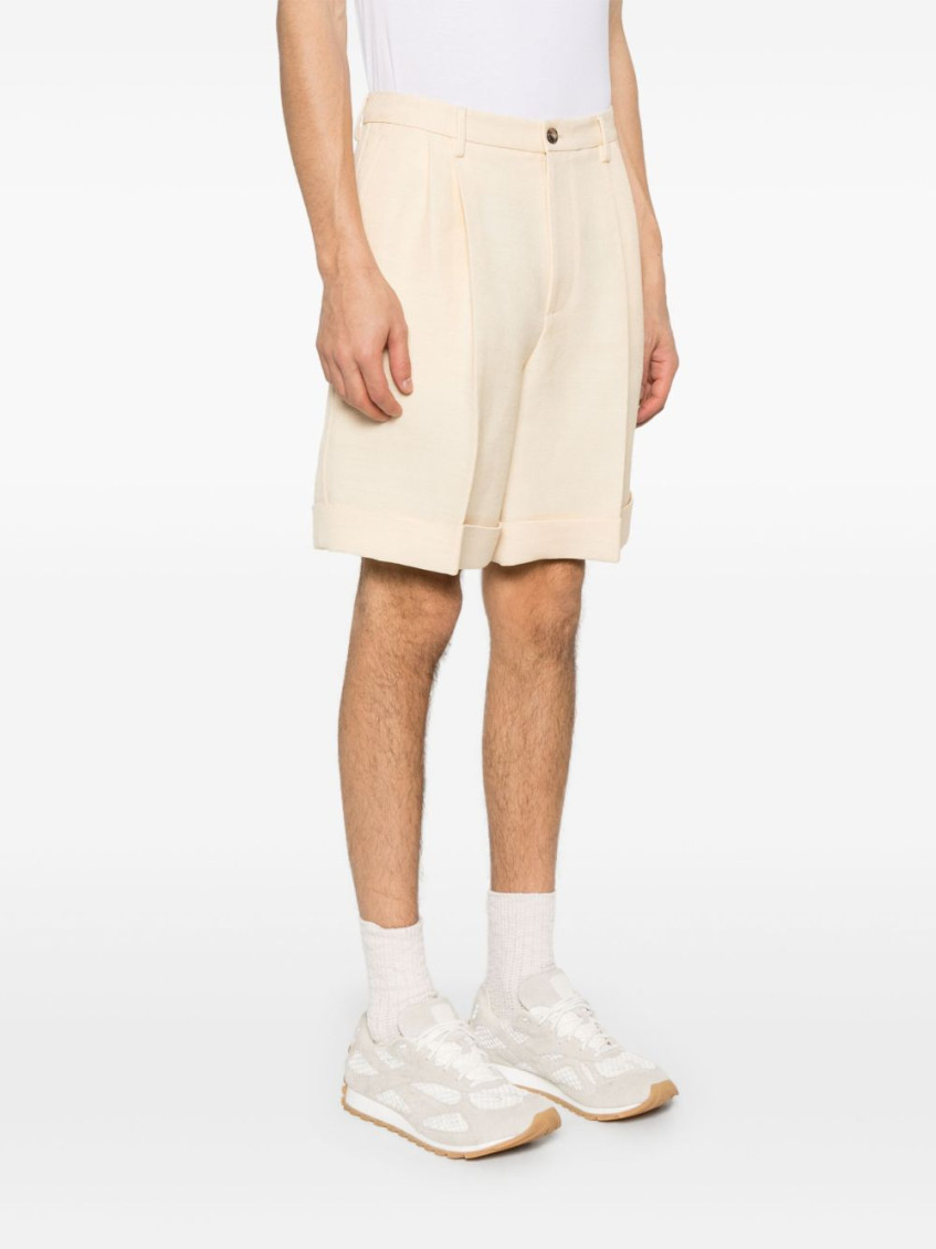 Cream Jute Bermuda Shorts