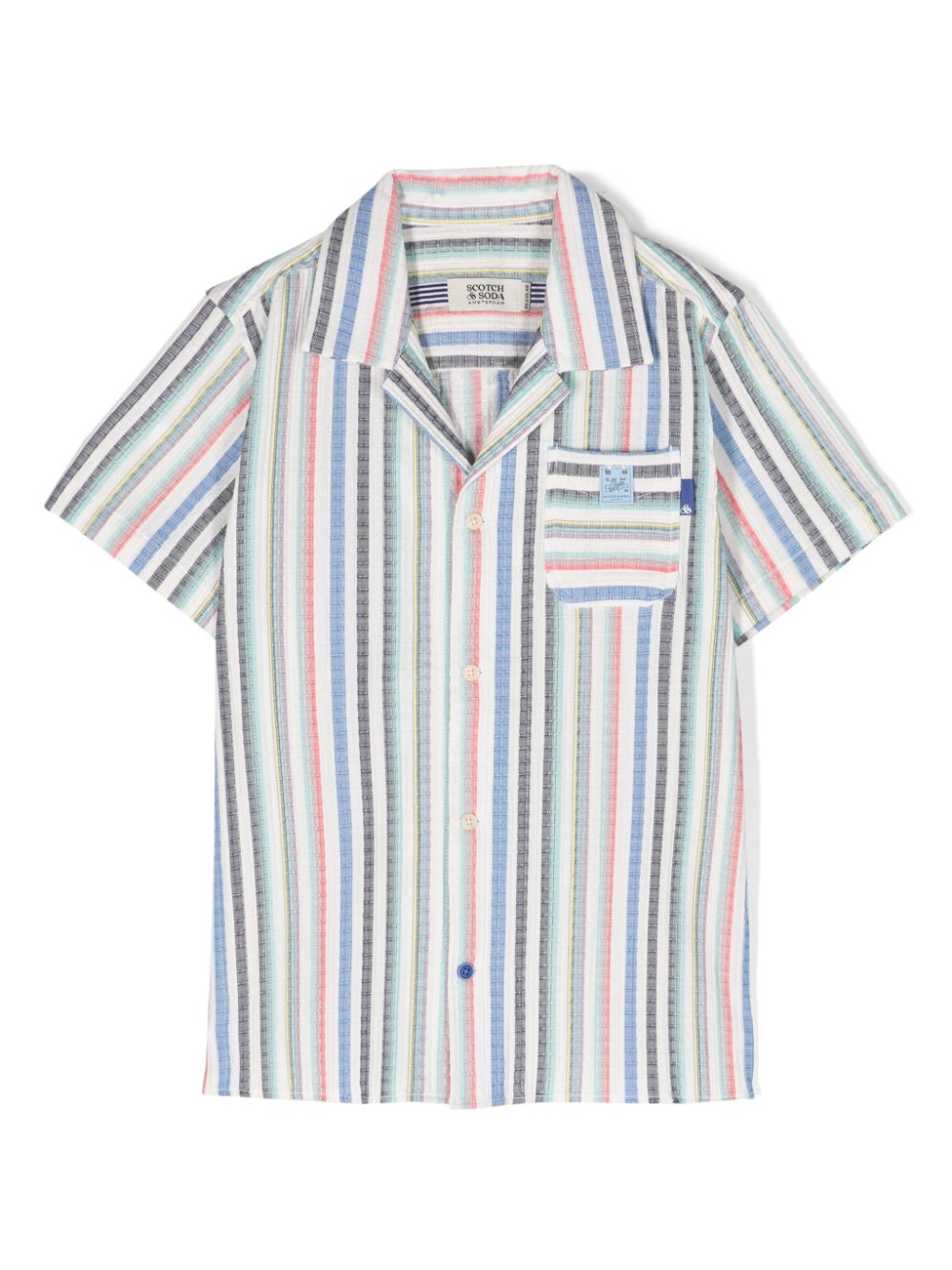 Striped camp-collar shirt - White