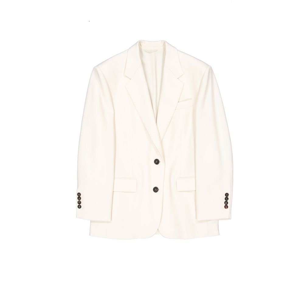 Virgin Wool Viscose Blazer — White