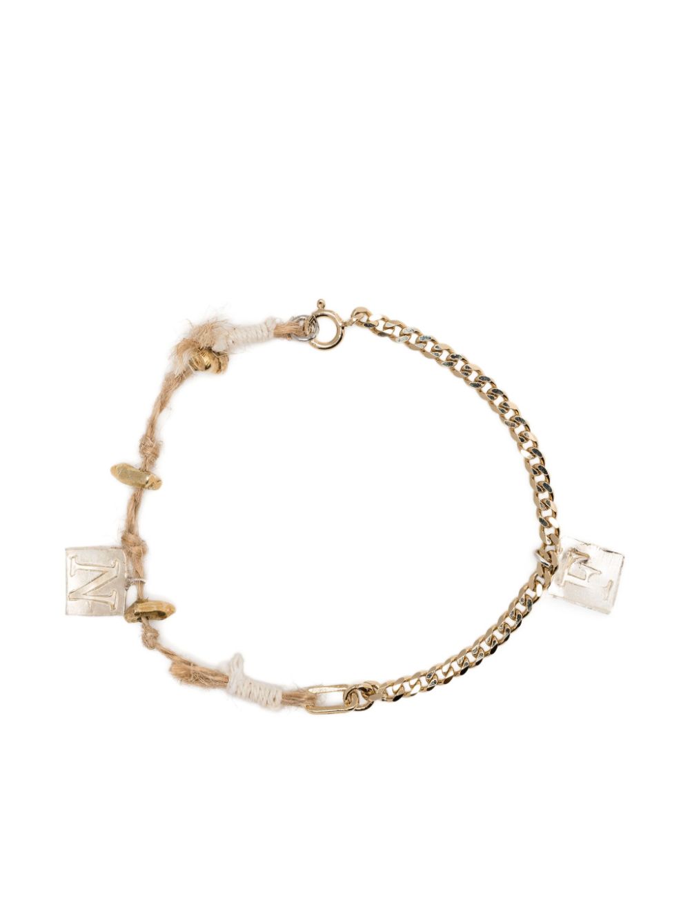 Logo-charm curb-chain necklace - Brown